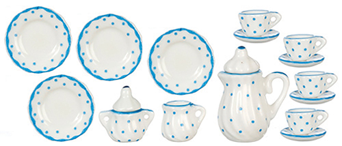 Blue Dots Tea Set, 17 pc